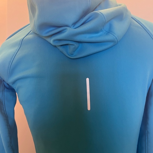 Nike Dri-Fit Hooded Pull Over Ladiesx XS teal, thumb holes 1/4 zipper - Picture 6 of 11